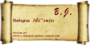 Behyna Jázmin névjegykártya